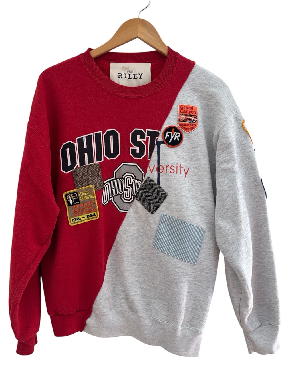 Riley 1880 Upcycled Patchwork Ohio State Vintage Crewneck Sweatshirt And Patches